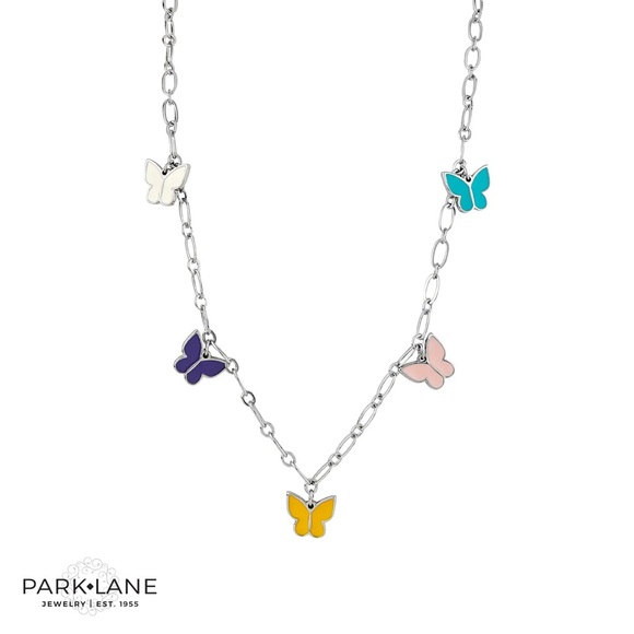 Park Lane Silver AVERY Necklace with Multicolored Butterfly Charms - Picture 1 of 2